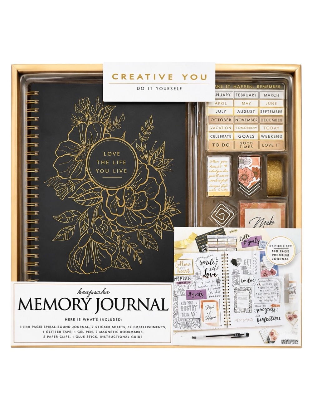 Creative You DIY Keepsake Memory Journal Kit 27 Piece 140 Page Scrapbook Gift